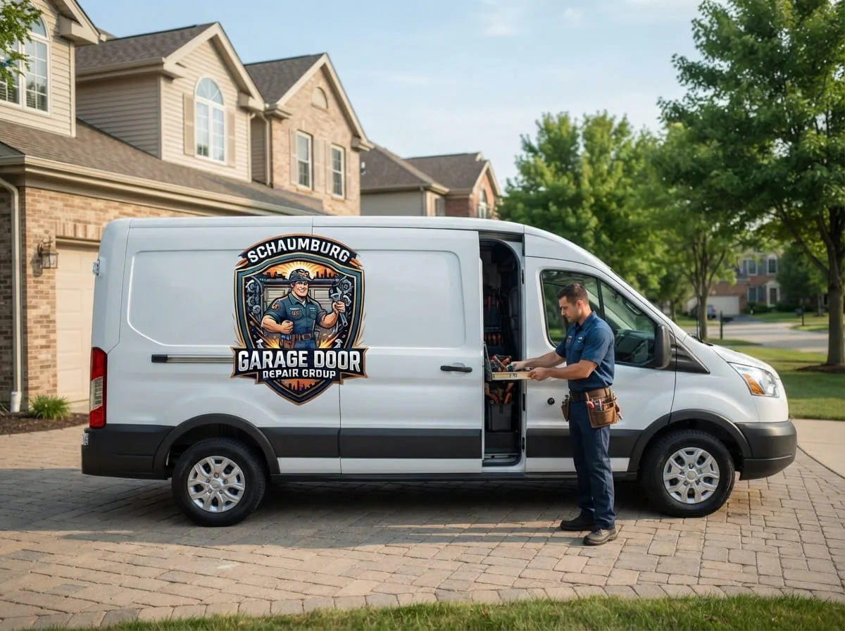 Garage Door Repair in Hoffman Estates, IL Technician repairing a garage door in Hoffman Estates, Illinois